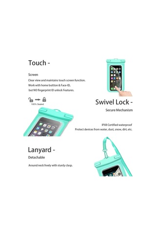 Vkemall Çiftli Su Geçirmez Telefon Kılıfı - 7.2 İnç'e Kadar Uyumlu, Takılabilir Askılı, Macaron Mavisi