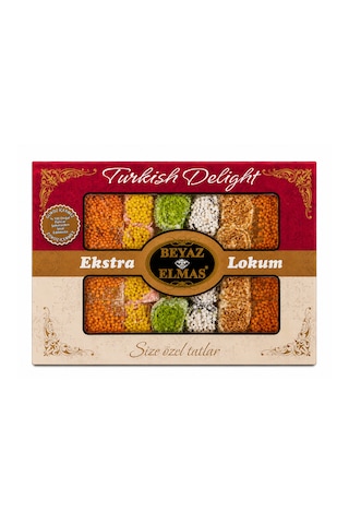 Beyaz Elmas Beyas Elmas Kare Karışık Lokum 400 Gr - %100 Doğal Pancar Şekerinden Üretilmiştir - Glikoz İçermez - Türk Lokumu