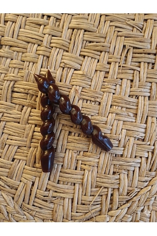Pinterest Model, Spiral, Burgulu Kahverengi Şamdan Mum 2' Li