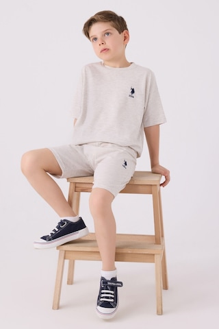 U.S. Polo Assn. Erkek Çocuk Bej Melanj Bermuda Takımı 5274-43666 Bej Melanj