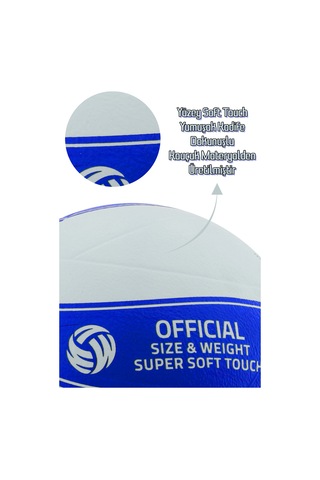 Voleybol Topu Pompalı Dahil Set Kauçuk Beta Dikişsiz Yekpare Üretim Beyaz-mavi