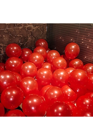 25 Pcs Shıny Metallıc Red Balloon 25 Adet Parlak Metalik Kırmızı Balon Parlak Kırmızı Balon Renkli