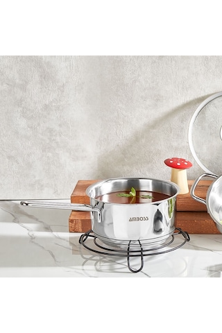 Amboss Saphire Paslanmaz Çelik Cam Kapaklı Sosluk - 18 Cm Gümüş