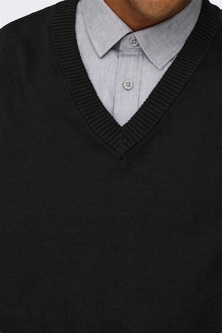 Only & Sons Onslusım Lıfe Rlx 12 V-neck Vest Knıt Erkek Siyah Yelek - 22030784 Siyah