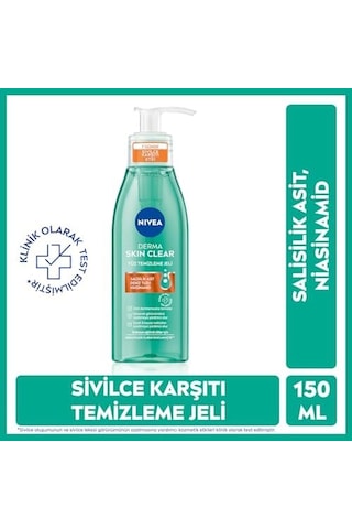 Skin Clear Sivilce Karşıtı Yüz Temizleme Jeli 150ml, Gözenek Arındırıcı,gözenek Görünümünü,siyah Noktaları Azaltır,salisilik Asit,niasinamid,deniz Tuzu,yağlı Ve Karma Cilt