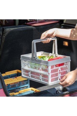 Ccgloball Kamp Piknik Katlanır Sepet Depolama El Sepeti Taşınabilir Ve Taşıması Kolay Beyaz