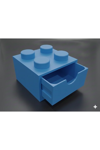Lego Tasarımlı Mini Çekmece 2x2 Masaüstü Düzenleyici Dekoratif Saklama Kutusu Mavi