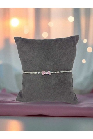 925 Ayar Gümüş Taşlı Fiyonklu Bileklik Sevimli Tasarım Gümüş