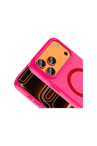 Apple iPhone Uyumlu 17 Pro Max Kılıf M-safe Şarj Özellikli Zore Aris Silikon Kapak - Koyu Pembe