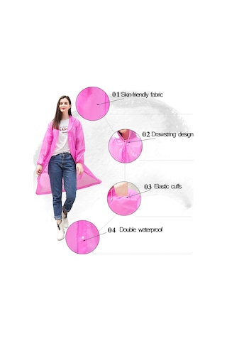 Sones Tek Kullanımlık Peva Çevre Şeffaf Yağmurluk Açık Hava Yürüyüşü Siyam Yağmurluğu Turuncu