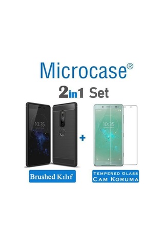 Microcase Xperia Xz2 Premium Brushedcarbonfiber Silikon Kilif+Cam 281155804 - Seçenek / Cam Koruma-Cam Istemiyorum