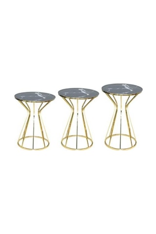 Brc Cadde Zigon Model Siyah Mermer Temper Cam Metal Çelik Gold Renk Kaplama Kutuda Sevk El Yapım