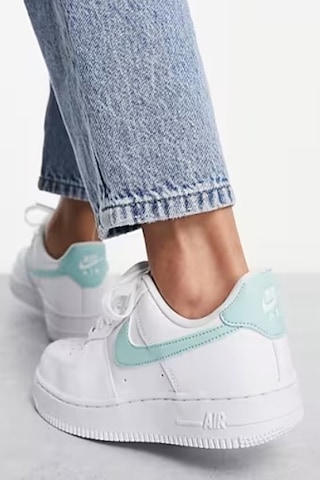 Nike Air Force 1 07 Af1 Leather White Green Unisex Snaker Hakiki Deri Spor Ayakkabı Beyaz Yeşil Beyaz - Yeşil
