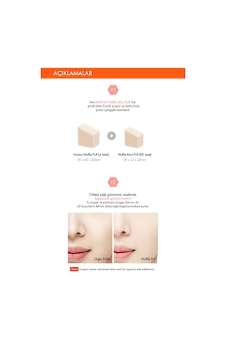 Missha Waffle Mini Puff Doğal ve Kusursuz Kapatıcılık Sağlayan Makyaj Süngeri 20 Adet