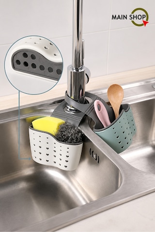Mainshop 1 Adet Mutfak Sepeti Asılı Lavabo Mutfak Banyo Düzenleyici Depolama Rafı Sepet Süzgeç M-1889 Çok Renkli