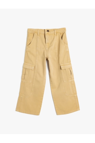 Koton Kargo Kot Pantolon Bol Paça Pamuklu - Wide Leg Jean Bej 5wkg40022ad Ekru