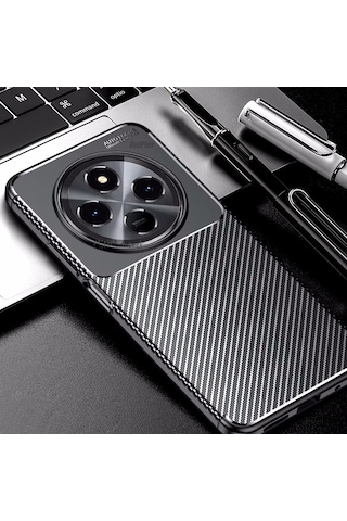 Xiaomi Redmi 14c Kılıf Kamera Çıkıntılı Karbon Desenli Silikon