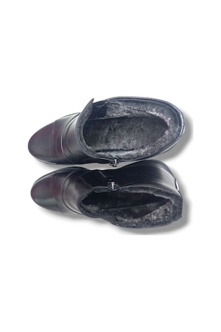 Growish Gr0247 Hakiki Deri İçi Kürk Miflon Kaydırmaz Taban Kolay Giyim Bot Siyah