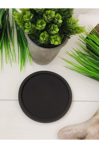 Minimalist Ve Şık Beton Siyah Yuvarlak Tepsi 26 Cm Diğer