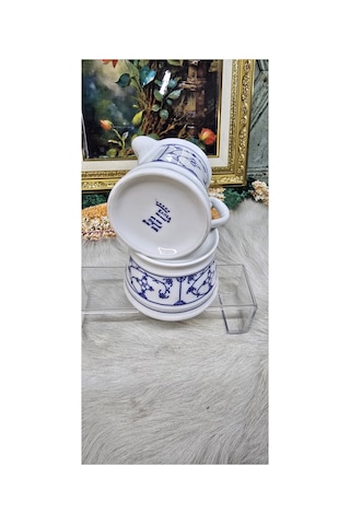 Blau Saks" Antika / Vintage Sütlük Ve Şekerlik Seti Ekru