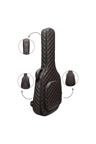 Klasik Gitar Çantası-kılıfı-kalın-gigbag-kırmızı Kapitoneli-suni Deri