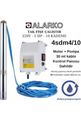Alarko 4Sdm4 10 Dalgıç Pompa Set Halinde - 30 Mt Kablolu - Panolu Alarko 4Sdm4 10 Dalgıç Pompa Set Halinde - 30 Mt Kablolu - Panolu
