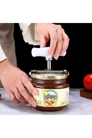 Soulader Manuel Kavanoz Açacağı Paslanmaz Çelik 3 Kollu Kapak Açma Aleti 1/4 İnç Çapa Kadar Beyaz