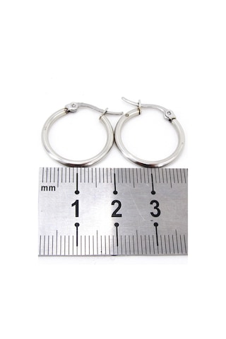 17 MM Kadın Halka Çelik Küpe Çifti Italyan Kilitli Mse24