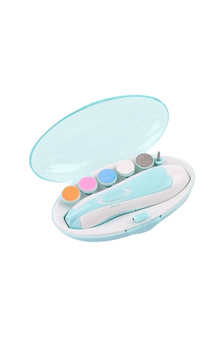 Xindoker Bebekler İçin 6 Başlıklı Elektrikli Tırnak Törpüleme Seti - Pil Dahil Değil Mavi