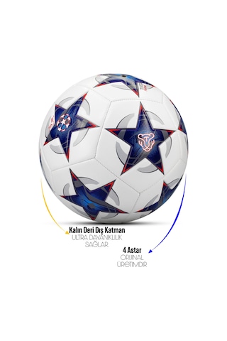 Telvesse Futbol Topu Şampiyonlar Ligi Pompalı Sert Zemin Halı Saha Futbol Topu No:5 Mavi 034 Mavi