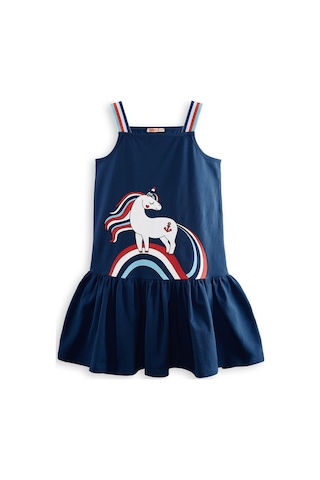 Denizci Unicorn Lacivert Kız Çocuk Elbise