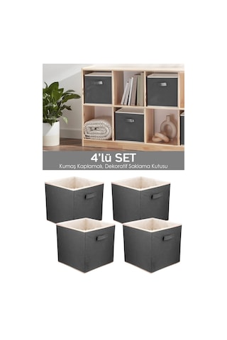 4'lü Dolap Içi Düzenleyici , Çamaşır Oyuncak Saklama Kutusu Sepet Organizer 33x30x30 Gri