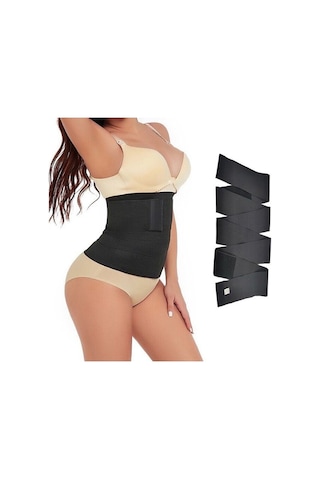 Sh Mağazacılık 4M Waist Trainer Şekillendirici Sarma Bel Korsesi Siyah