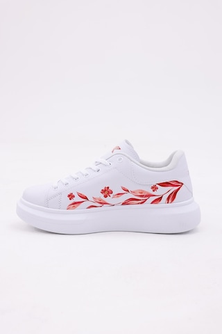 3d Dijital Baskı Kadın Beyaz- Fuşya Desenli Sneaker Beyaz-fuşya