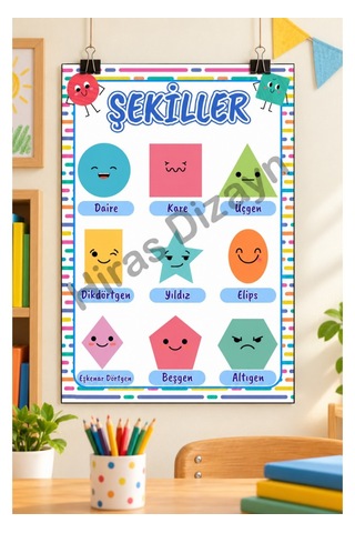 Hiras Dizayn Şekiller Eğitici Afiş A3, 30 42 Cm