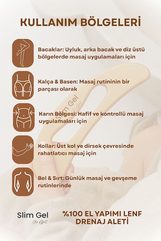 %100 Doğal Ahşap El Yapımı Lenf Masaj Aleti Selülit Karşıtı Ahşap Masaj Aleti