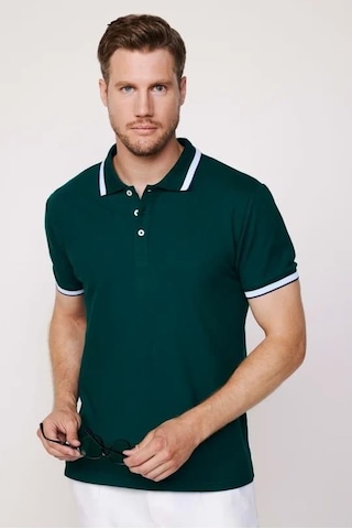 Tudors Erkek 3'lü Paket Turkuaz-açık Mavi-yeşil Slim Fit Dar Kesim Pamuklu Düz Pike Polo Yaka Tişört-34065 Multi