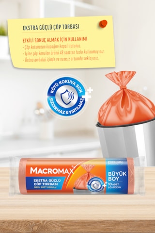 Macromax Büzgülü Çöp Torbası Papatya Büyük Boy- 10'lu X 5