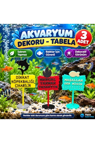 Akvaryum Dekoru - Tabela - Akvaryum Dekor - 3 Adet - Salınım Yapmaz - Balıklar İçin Güvenli - V6