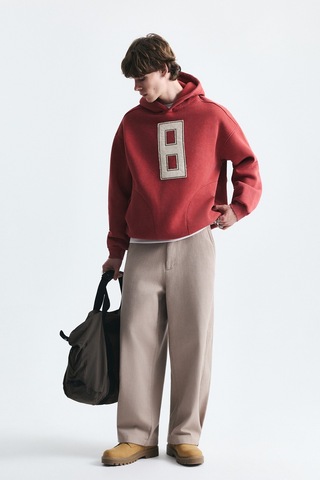Vamos Numara Baskılı Oversize Sweatshirt Kırmızı