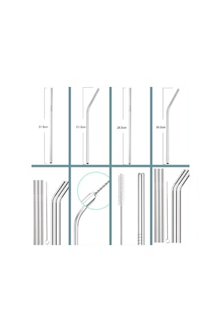 meniv 14 Parça 304 Çelik Pipet Seti Kamp Outdoor Bahçe Parti