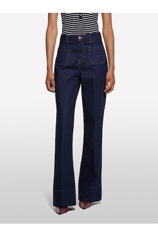 Sisley Pamuk Karışımlı Önü Yama Cepli Bol Paça Denim Pantolon Kadın Mavi Pantolon - 325a448qlf07g