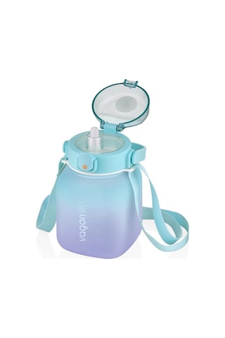 Vagonlife Motivasyon Su Matarası 1100ml Mavi Mor Mavi
