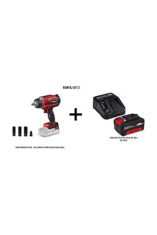 Einhell Impaxxo 18/450 Kömürsüz Akülü 18V 4AH Pxc Starter Kit + Akü & Şarj Cihazı Darbeli Somun Sıkma Makinesi Avantaj Set-2