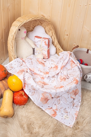 Luckka Dijital Baskılı 3'lü Müslin Örtü Seti - 75x75 Cm - Zt5000 Turuncu Turuncu