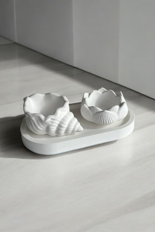 Midye + Lotus Çiçeği + Oval Tabak Dekoratif Tabak & Kase Yüzüklük Anahtarlık