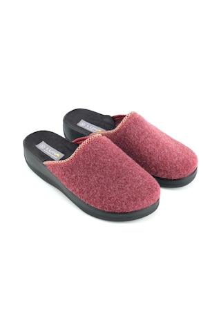 Gezer Luna Kadın Kışlık Yüksek Topuk Keçe Ev Bahçe Terlik Bordo