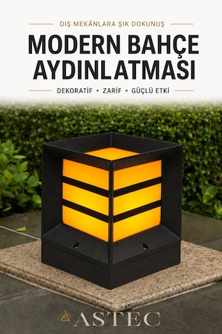 Astec Modern Bahçe Duvar Üstü Aydınlatma Izgaralı Küp Armatürü Siyah Kare Dış Mekân Peyzaj Lambası E27 Duylu