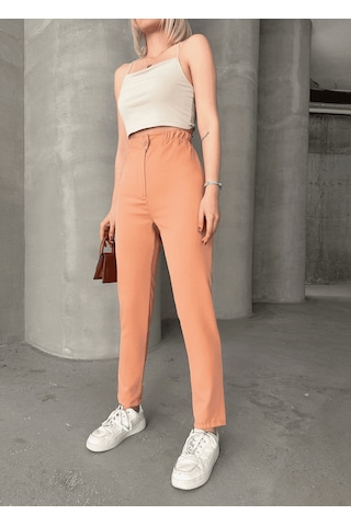 Ozer&Hermin Beli Lastikli Karamel Pantolon - M / Somon Pembe