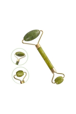 9043846271952 - Buffer Özel Süngerli Kutusunda Kırılmaz Çift Taraflı 2li Cilt Yüz Masaj Aleti Jade Roller Yeşim Taş